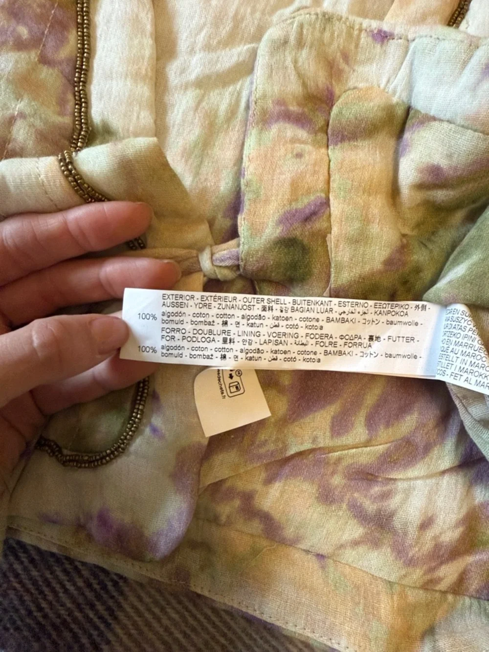 ZARA Lavender & Olive Tie-Dye Quilted Crop Vest - Picture 5 of 5
